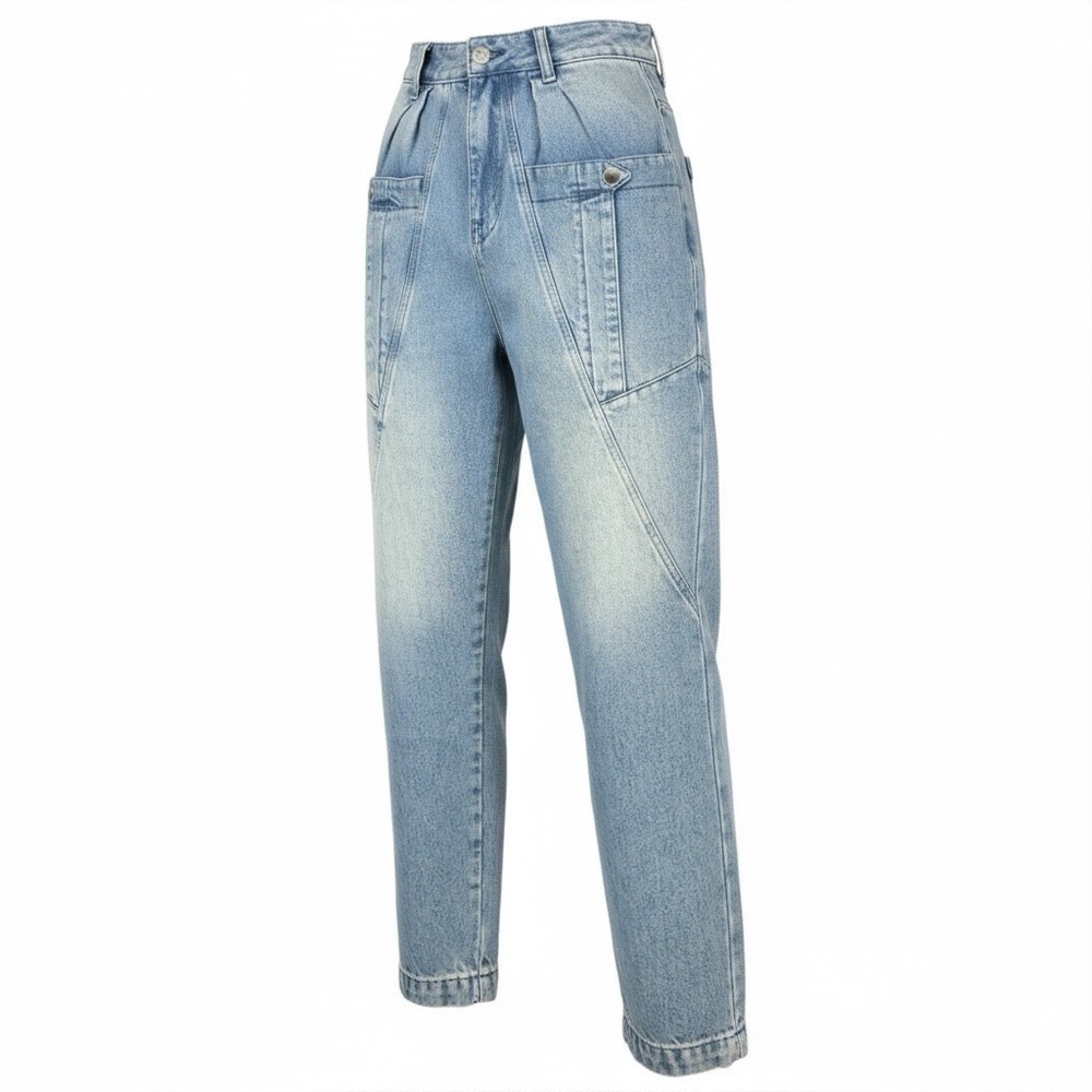 Isabel Marant Étoile Kerris High‎ Rise Pleated Jeans Size 36 Light Blue NWT